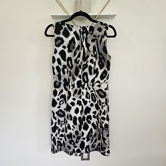 Ann Taylor Gray Black Animal Leopard Print Sheath Dress Size 4 Petite - Picture 5 of 10